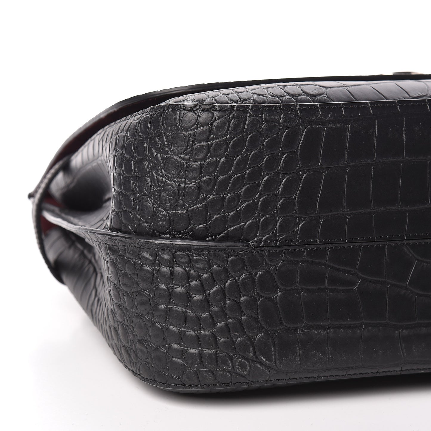 Calfskin Crocodile Embossed Amberley Satchel Black