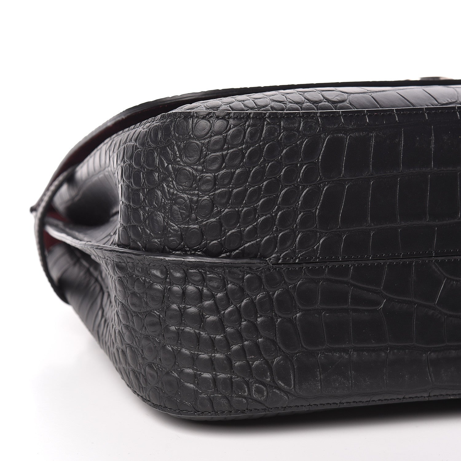 Mulberry Calfskin Crocodile Embossed Amberley Satchel Black 7 of 9