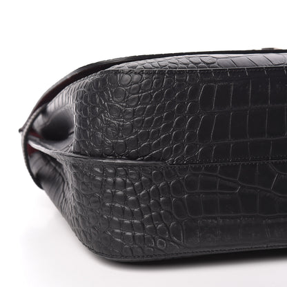 Mulberry Calfskin Crocodile Embossed Amberley Satchel Black 7 of 9