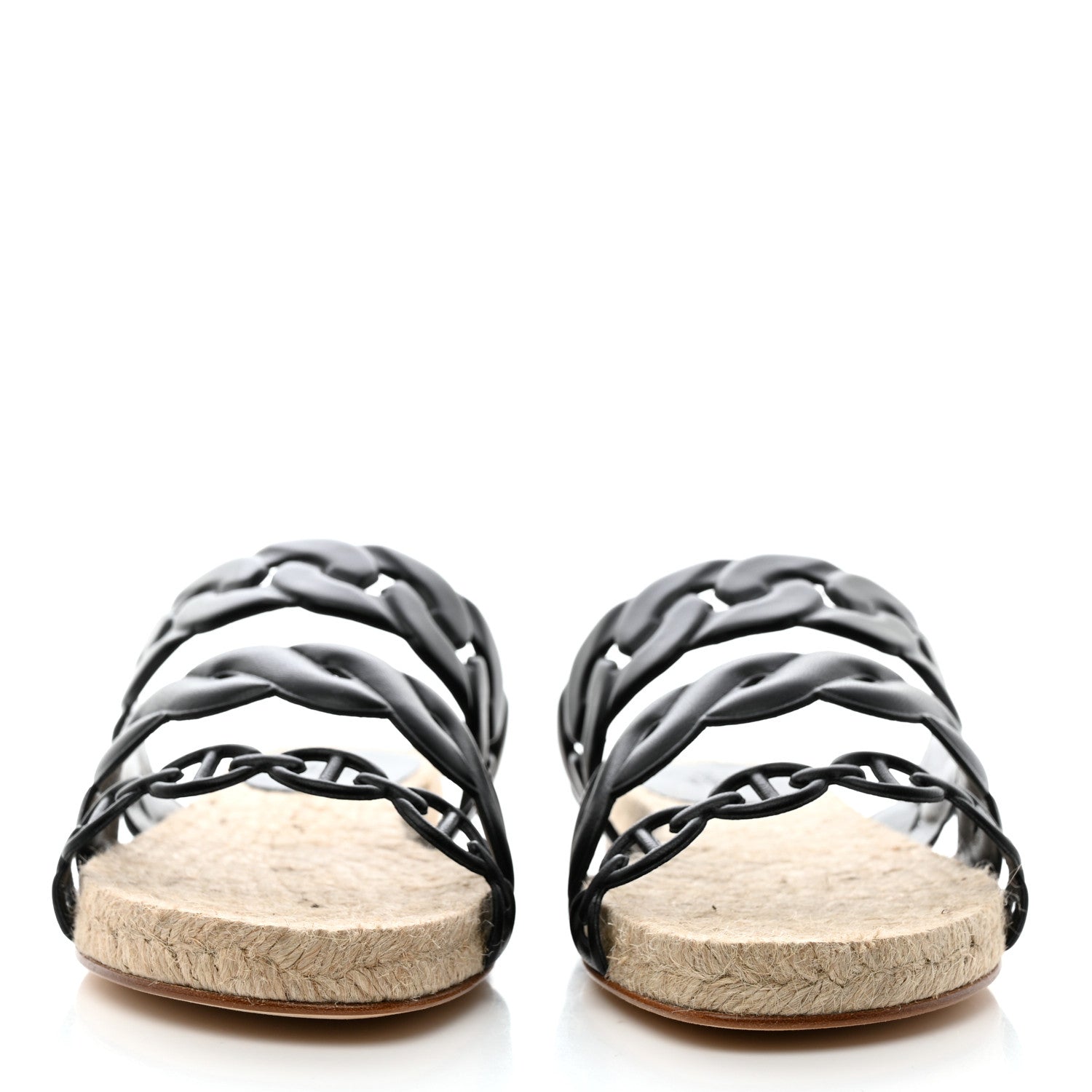Hermes Nappa Gwen Espadrille Sandals 37 Black 2 of 7
