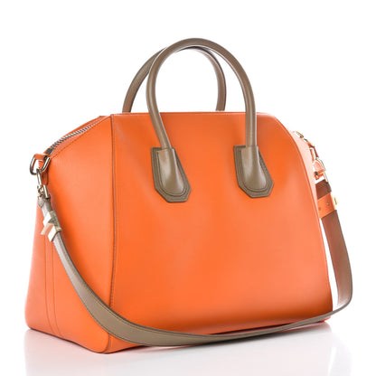 Givenchy Smooth Calfskin Medium Bi-Color Antigona Orange Beige 3 of 15