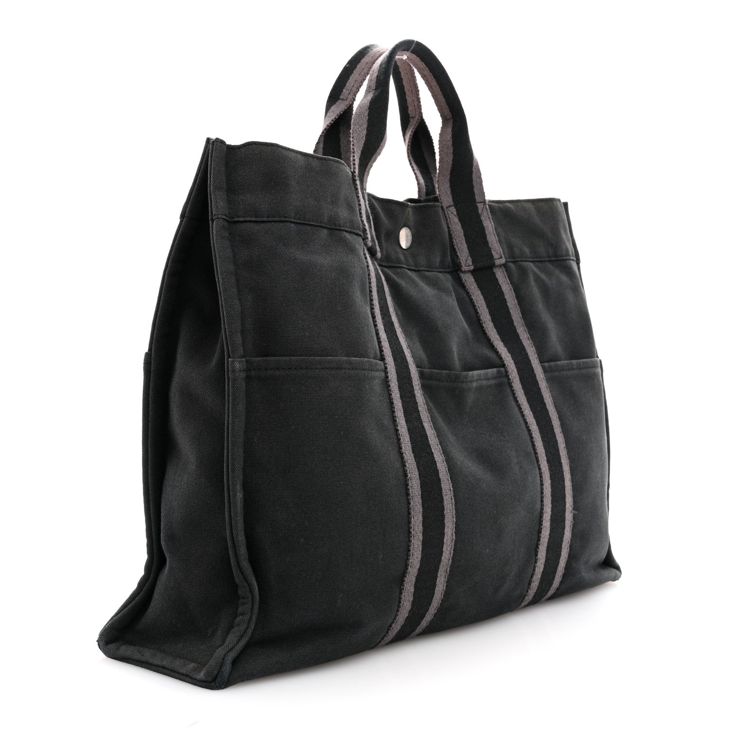 Hermes Canvas Herline MM Tote Black 3 of 14