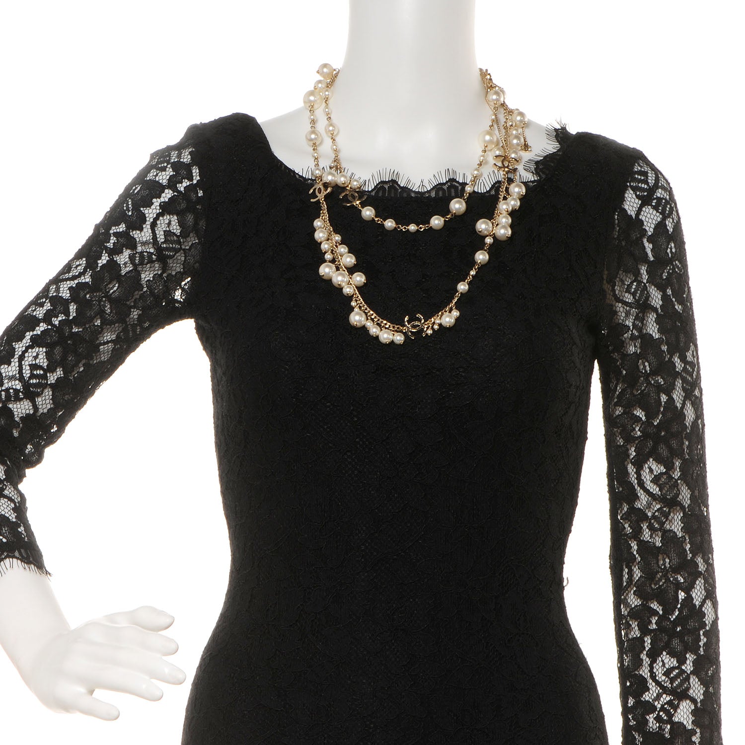 Chanel Classic CC Long Pearl Necklace Gold 2 of 7