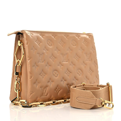 Louis Vuitton Lambskin Embossed Monogram Coussin PM Camel 3 of 11