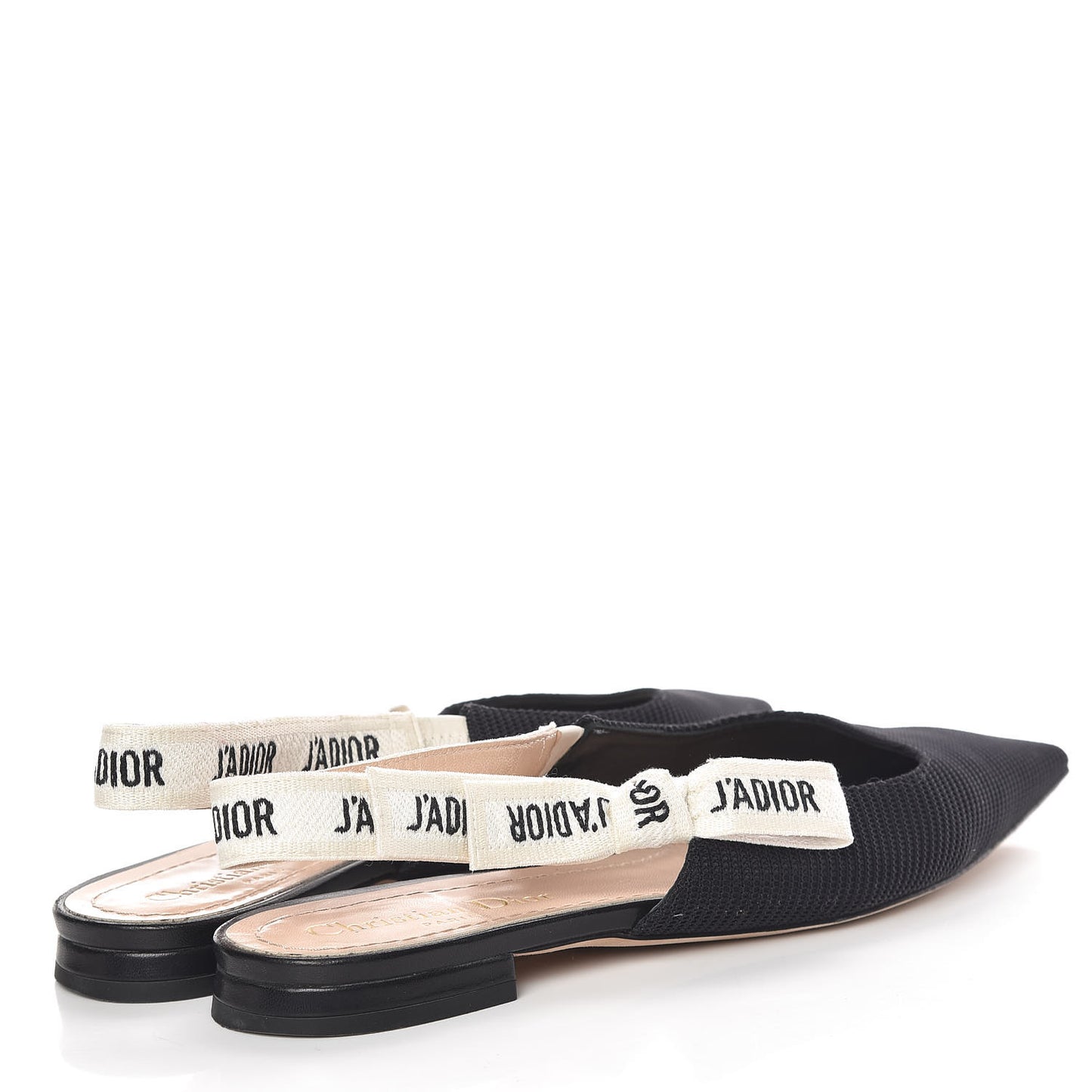 Technical Canvas Ribbon J'Adior Slingback Ballet Flats 37 Black