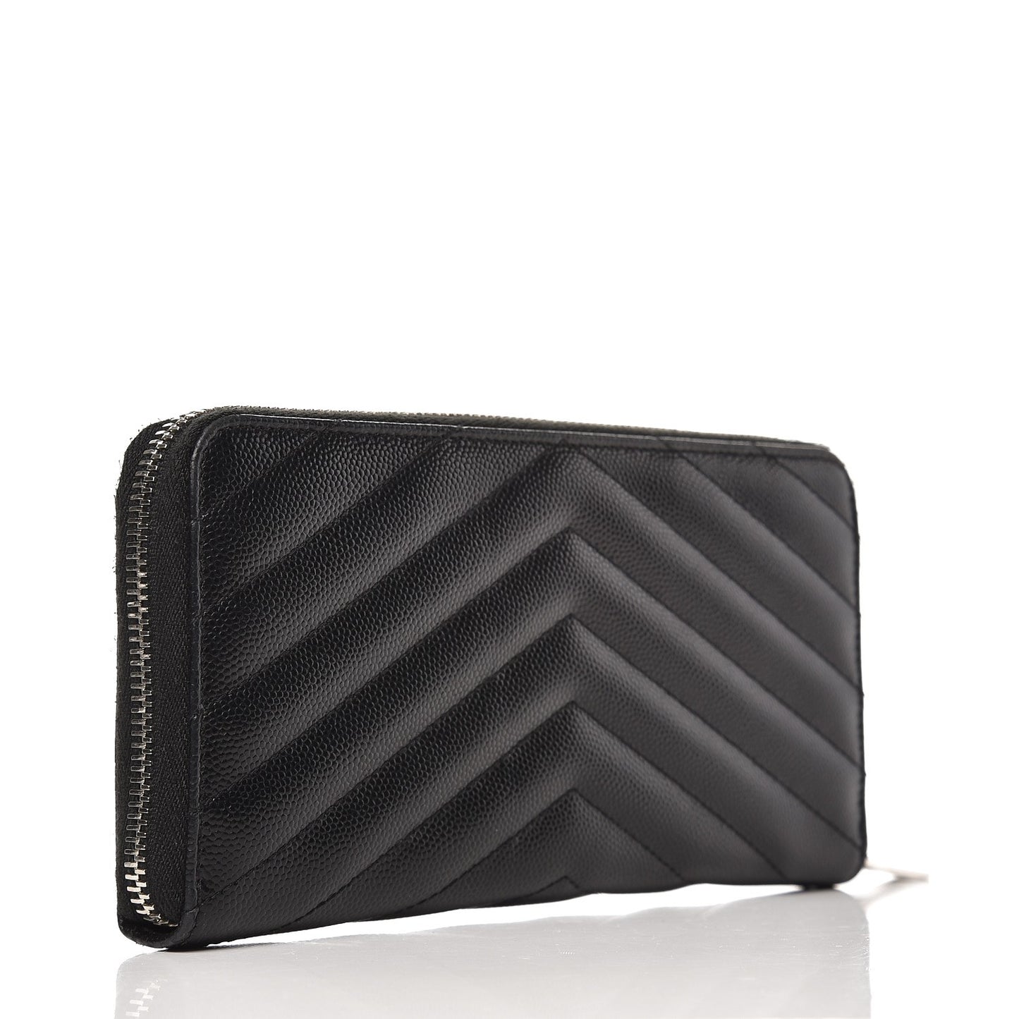 Grain De Poudre Matelasse Chevron Monogram Zip Around Wallet Black