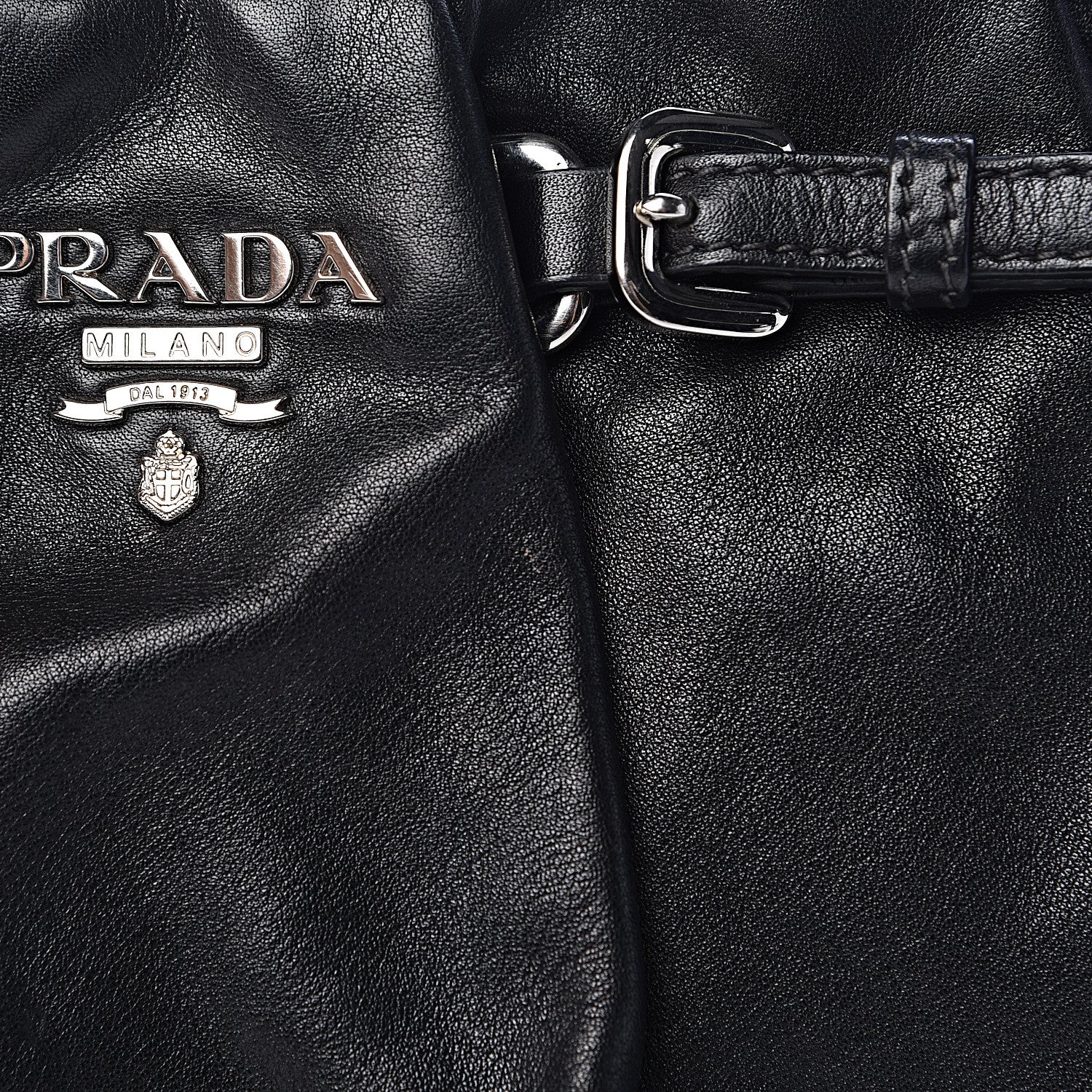 Prada Soft Calfskin Pleated Hobo Black 15 of 16