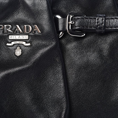 Prada Soft Calfskin Pleated Hobo Black 15 of 16