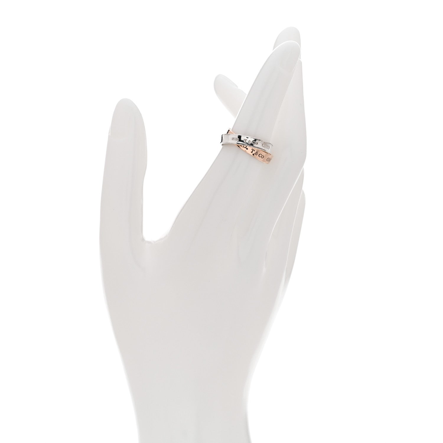 Tiffany Sterling Silver Rubedo 1837 Interlocking Circles Ring 49 4.75 2 of 4