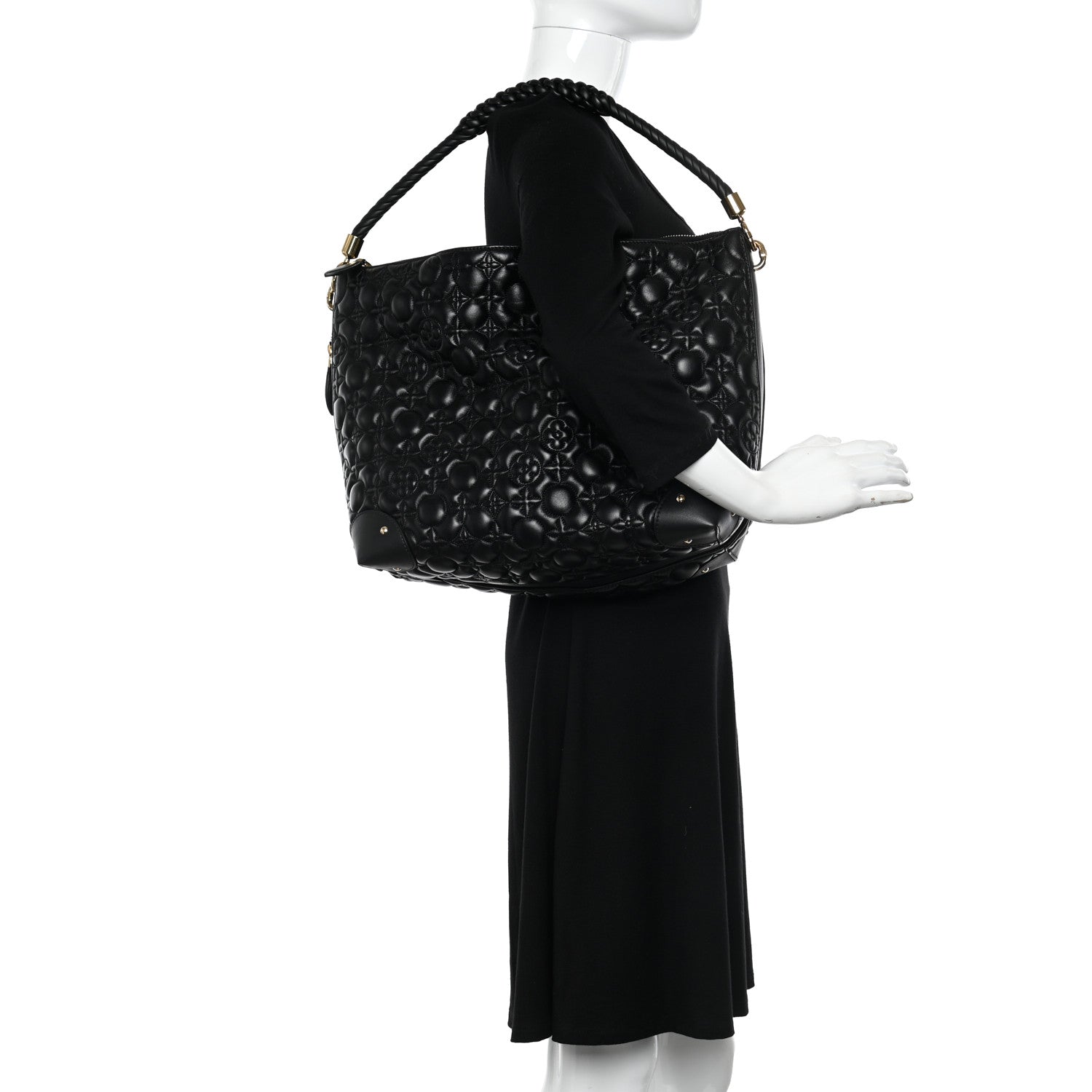 Louis Vuitton Lambskin Quilted Flowers Triangle Softy Black 2 of 9