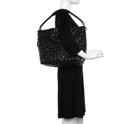Louis Vuitton Lambskin Quilted Flowers Triangle Softy Black 2 of 9