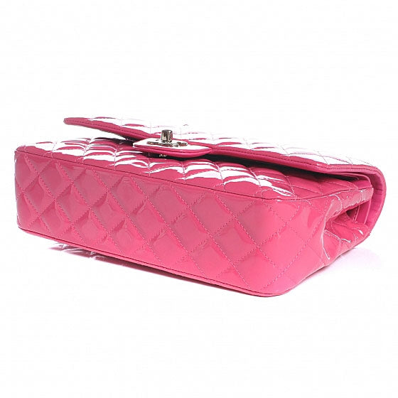Patent Quilted Medium Double Flap Pink