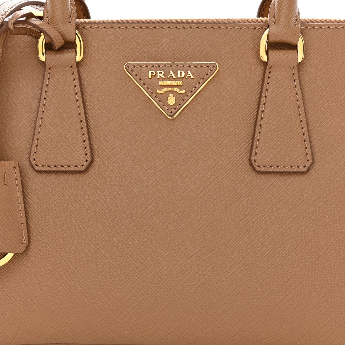Saffiano Small Galleria Double Zip Tote Caramel