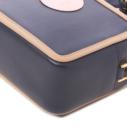 Fendi Vitello Century Matte Stamp Patch Bi-Color Mini Camera Case Blue Notte Amido Pink 4 of 8