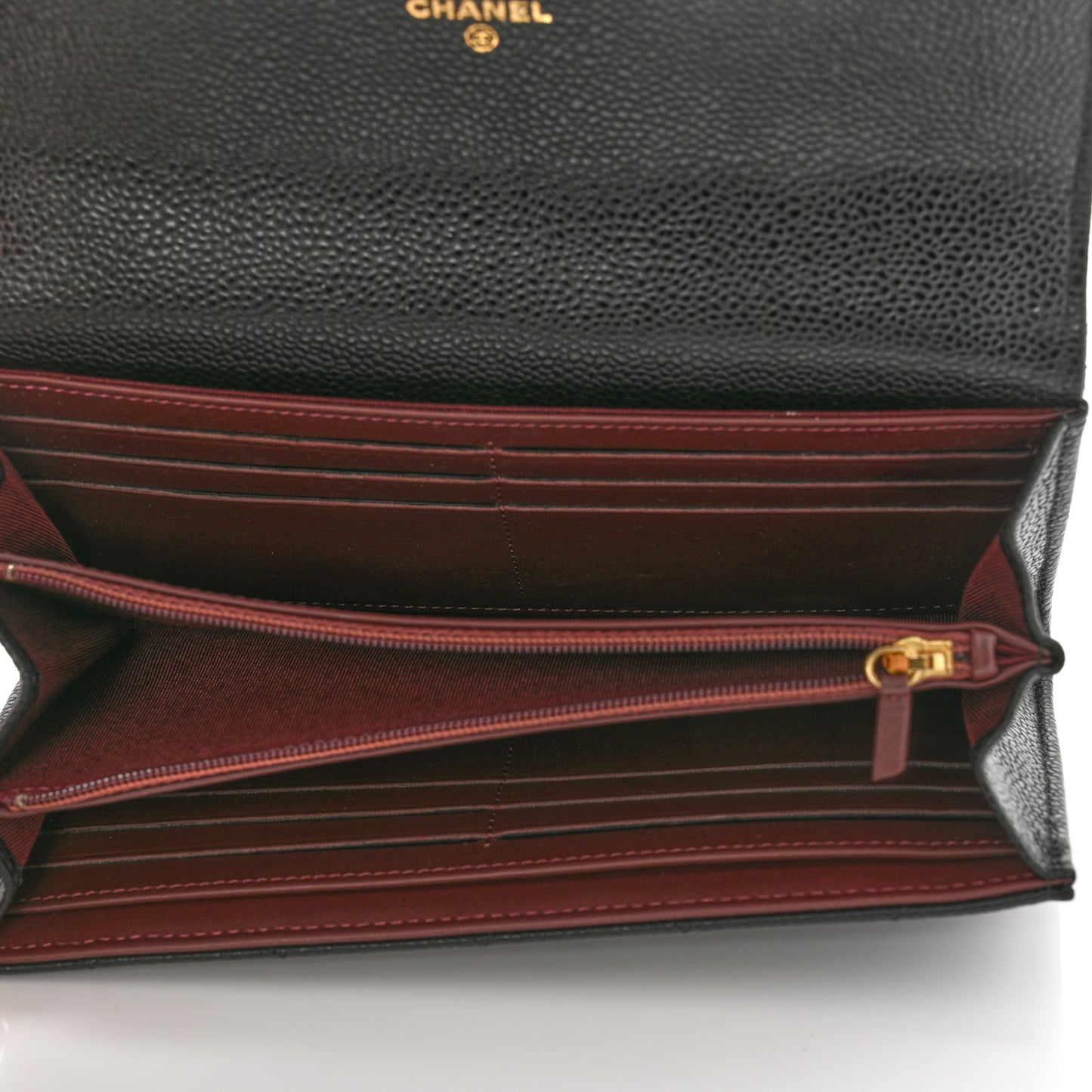 Caviar Quilted Large Gusset Flap Wallet Black