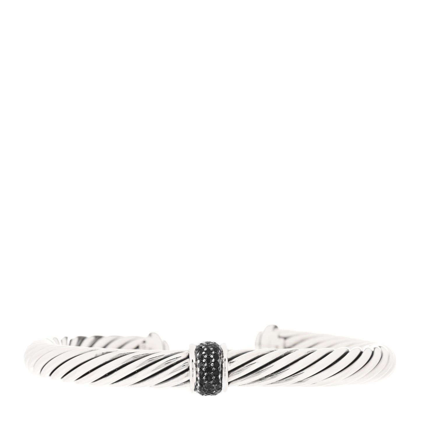 Sterling Silver Black Diamond 7mm Cable Classics Station Bracelet