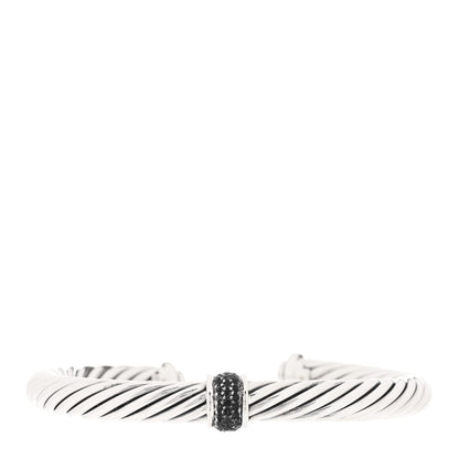 David Yurman Sterling Silver Black Diamond 7mm Cable Classics Station Bracelet 1 of 3