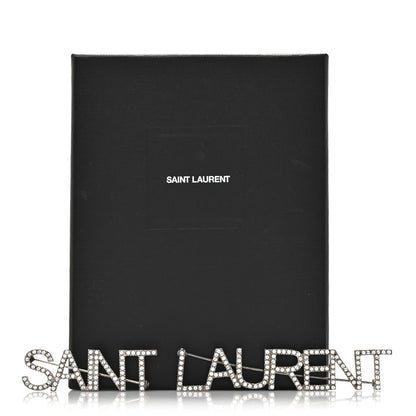 Saint Laurent Brass Crystal Logo Brooch Set Silver 4 of 4