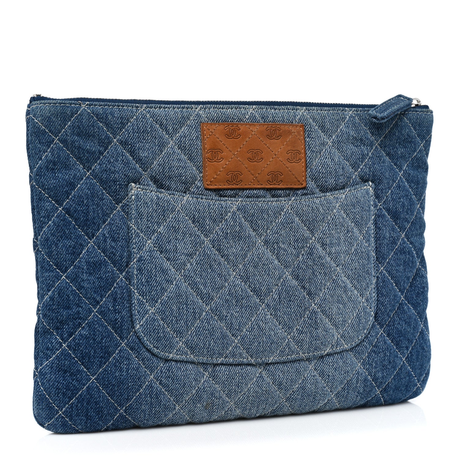 Chanel Denim Pocket Medium Cosmetic Case Blue 3 of 8
