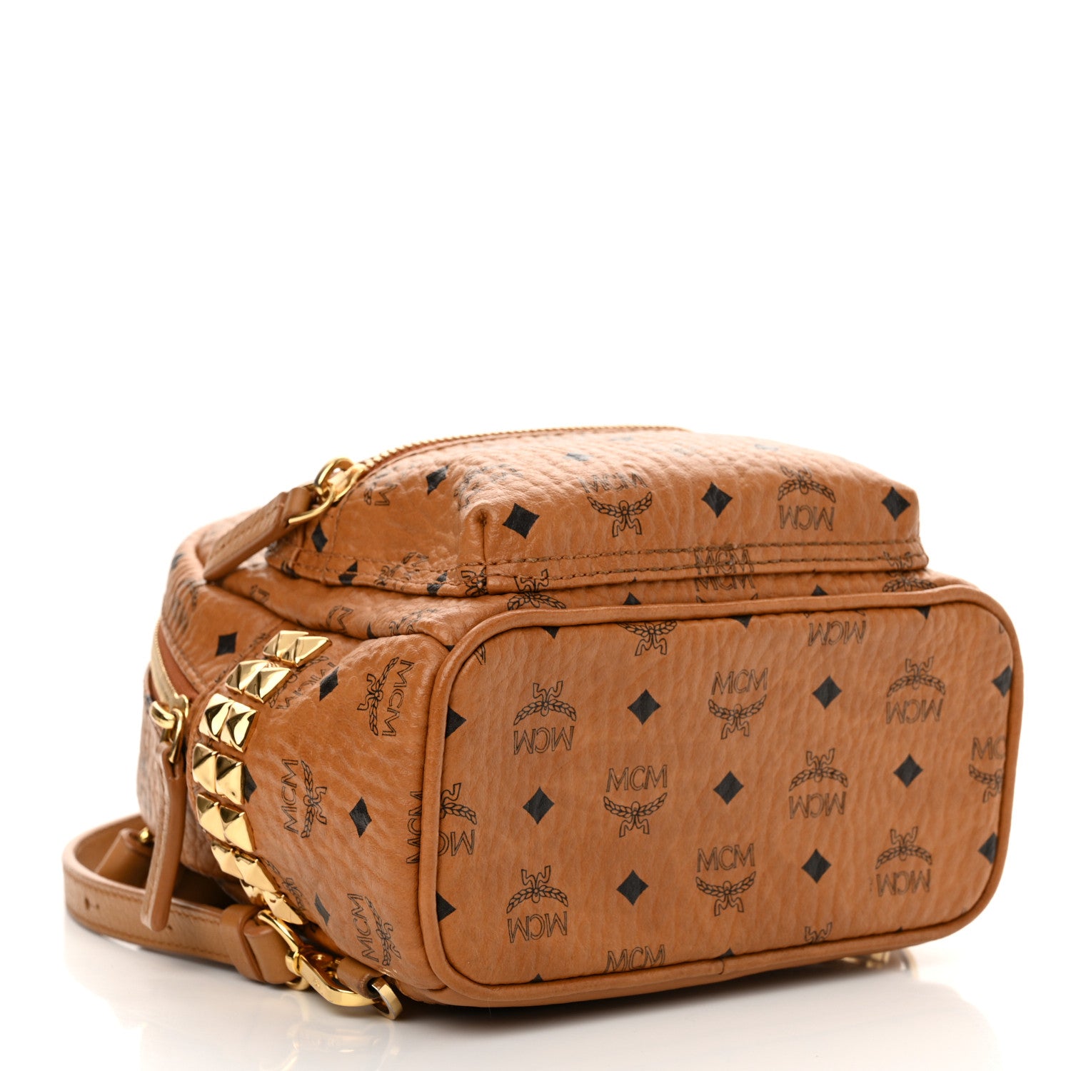 MCM Visetos Side Stud X-Mini Stark Backpack Cognac 4 of 9