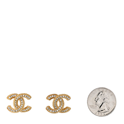 Chanel Crystal 90's Icon CC Stud Earrings Gold 2 of 5