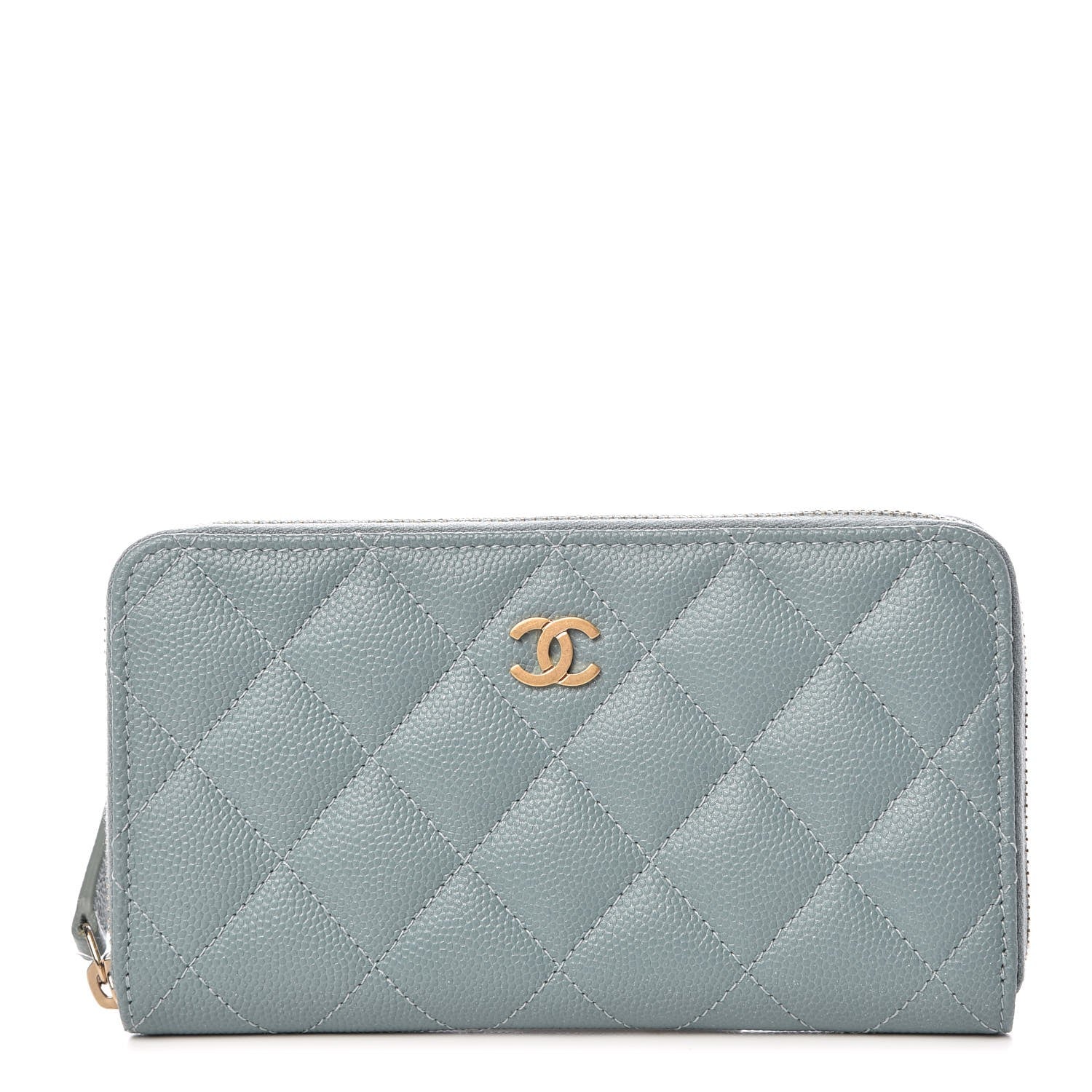 Chanel Iridescent Caviar Quilted Medium Zip Around Wallet Light Blue 1 of 9