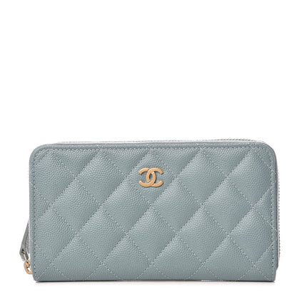Chanel Iridescent Caviar Quilted Medium Zip Around Wallet Light Blue 1 of 9