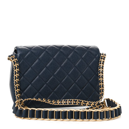 Chanel Caviar Quilted Chain Soul Flap Navy Blue 2 of 8