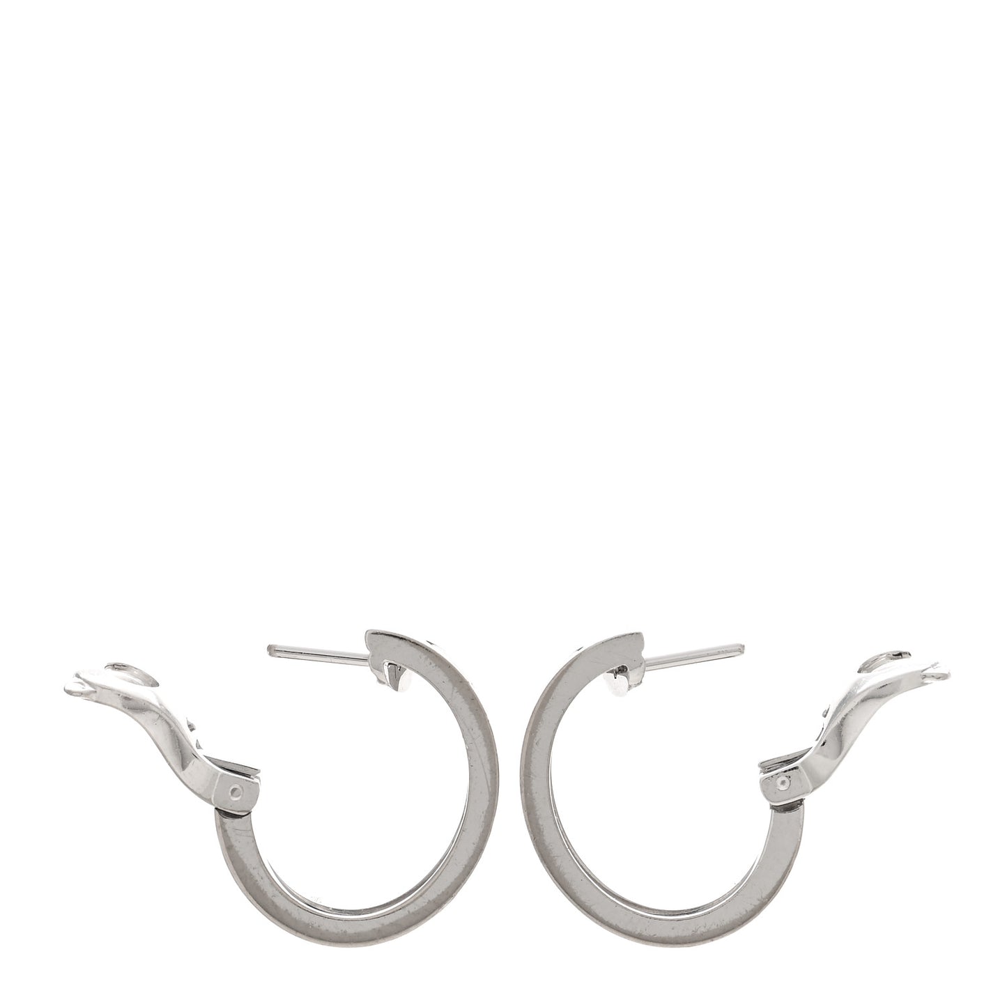 18K White Gold 2 Diamond 5.5mm LOVE Hoop Earrings