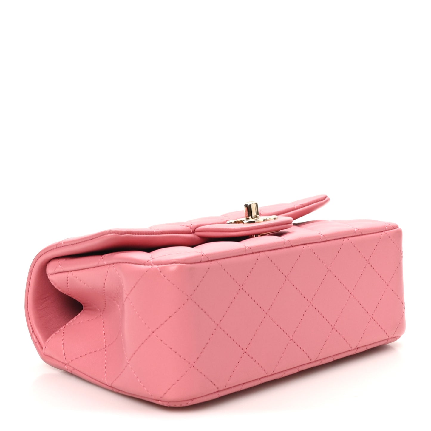 Lambskin Quilted Mini Top Handle Rectangular Flap Pink