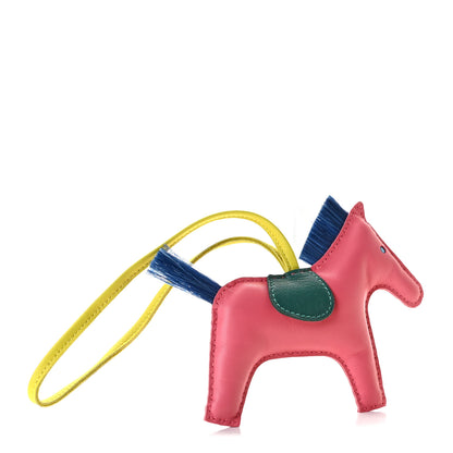 Hermes Milo Lambskin Horsehair Grigri Rodeo Horse Bag Charm MM Rose Azalee Malachite Lime Celeste 2 of 3
