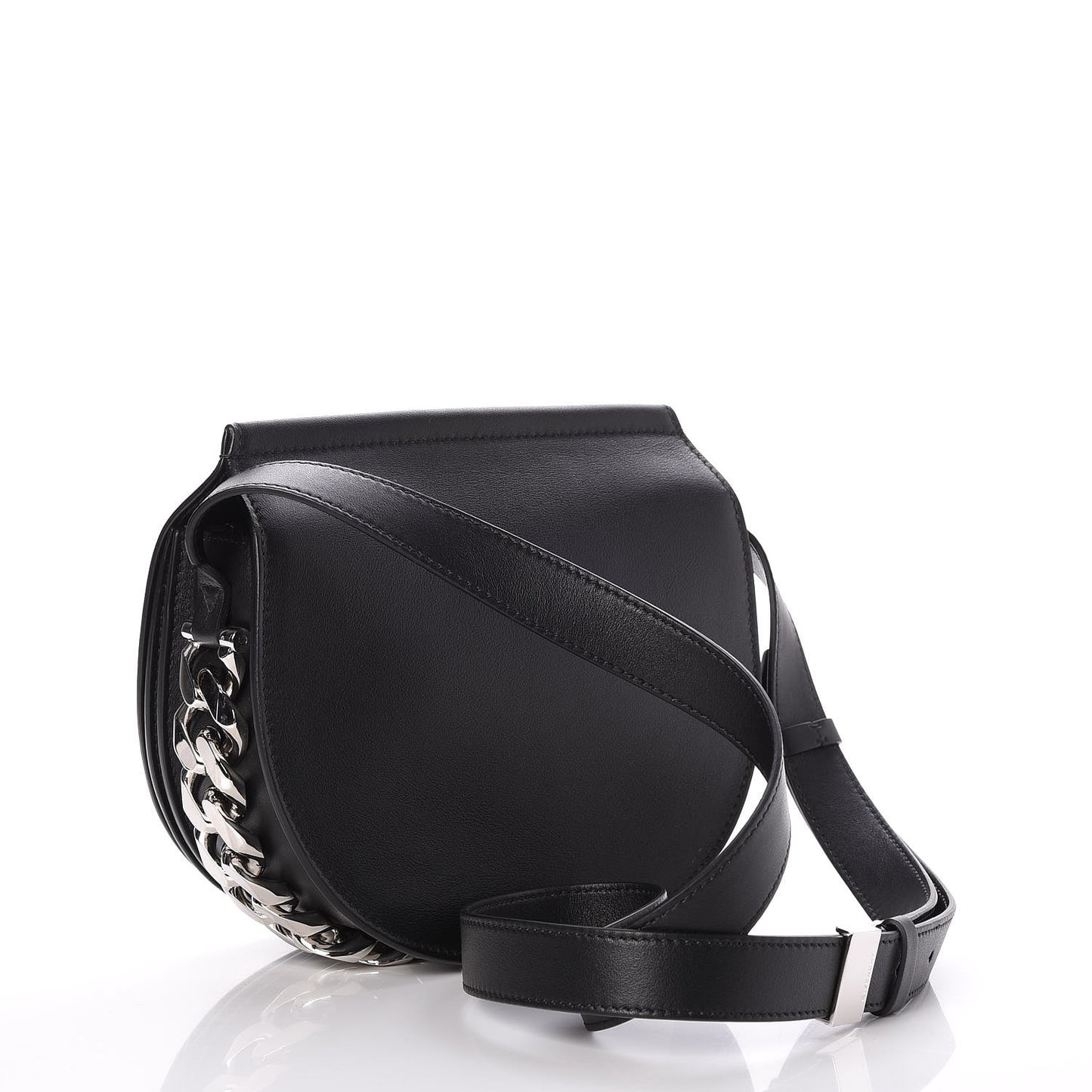 Calfskin Mini Infinity Saddle Bag Black