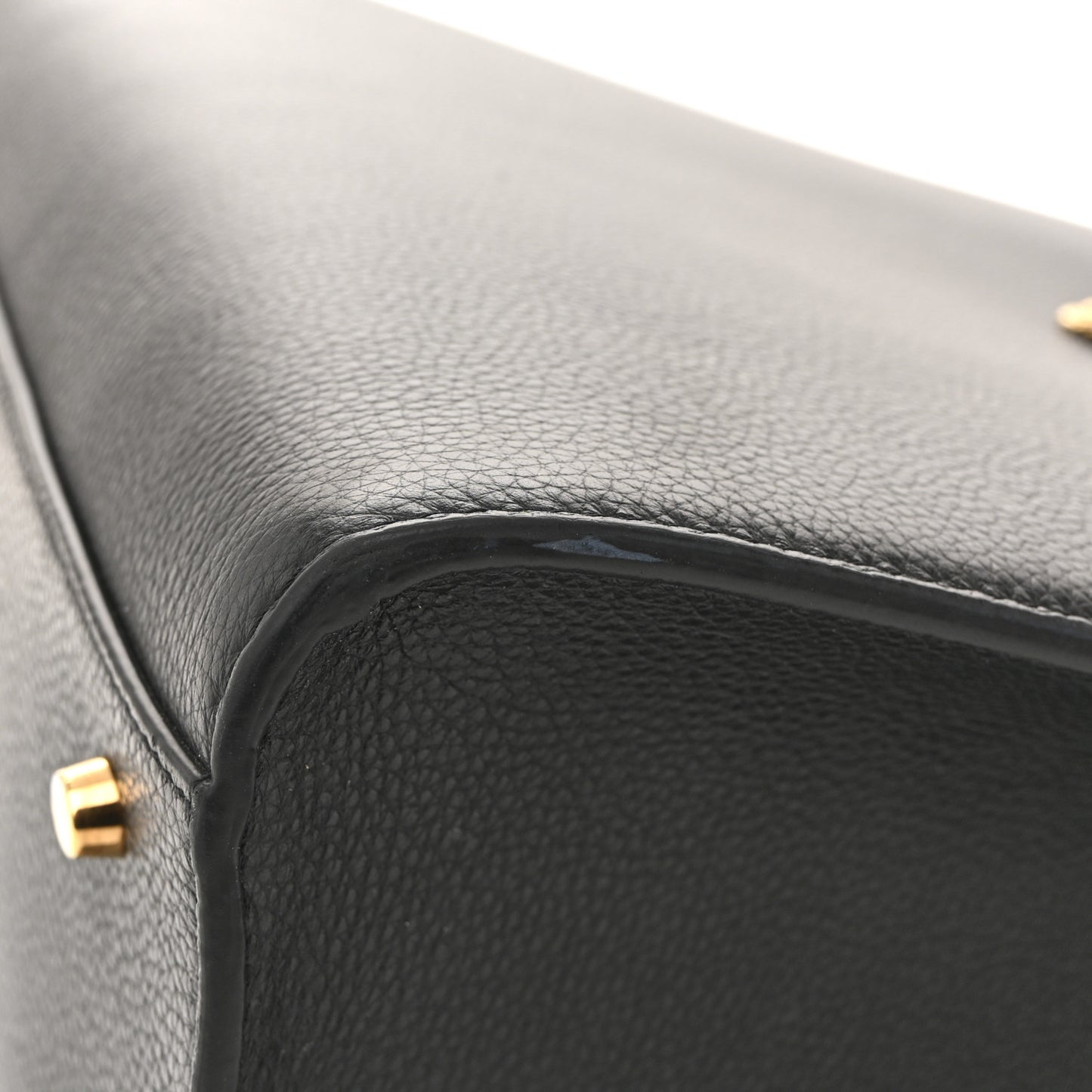 Grained Calfskin Large Virtus Top Handle Shoulder Bag Black