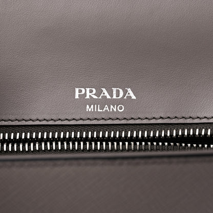 Prada Saffiano Pattina Sound Chain Crossbody Bag Grey 6 of 8