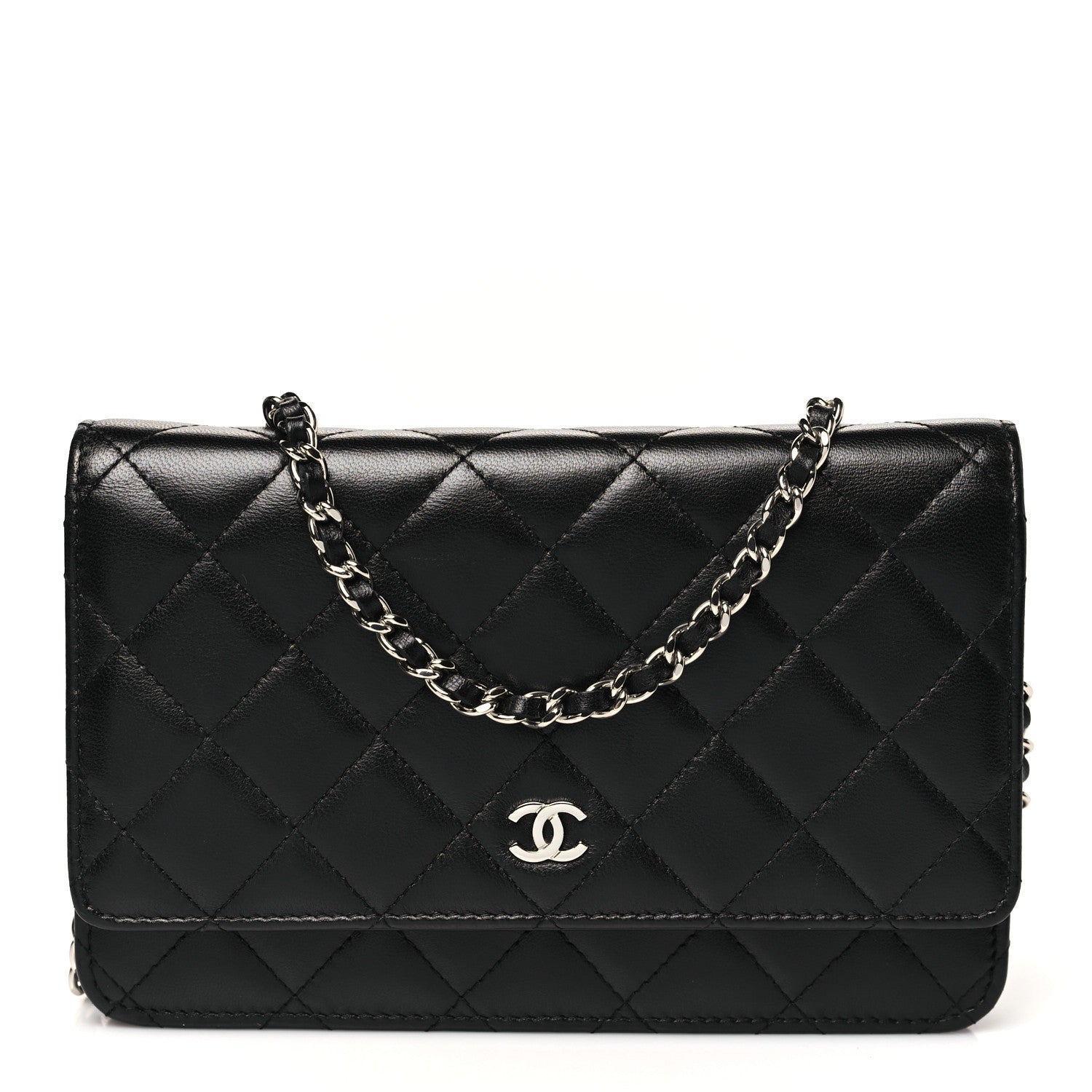 Chanel Lambskin Quilted Wallet On Chain WOC Black 1 of 11