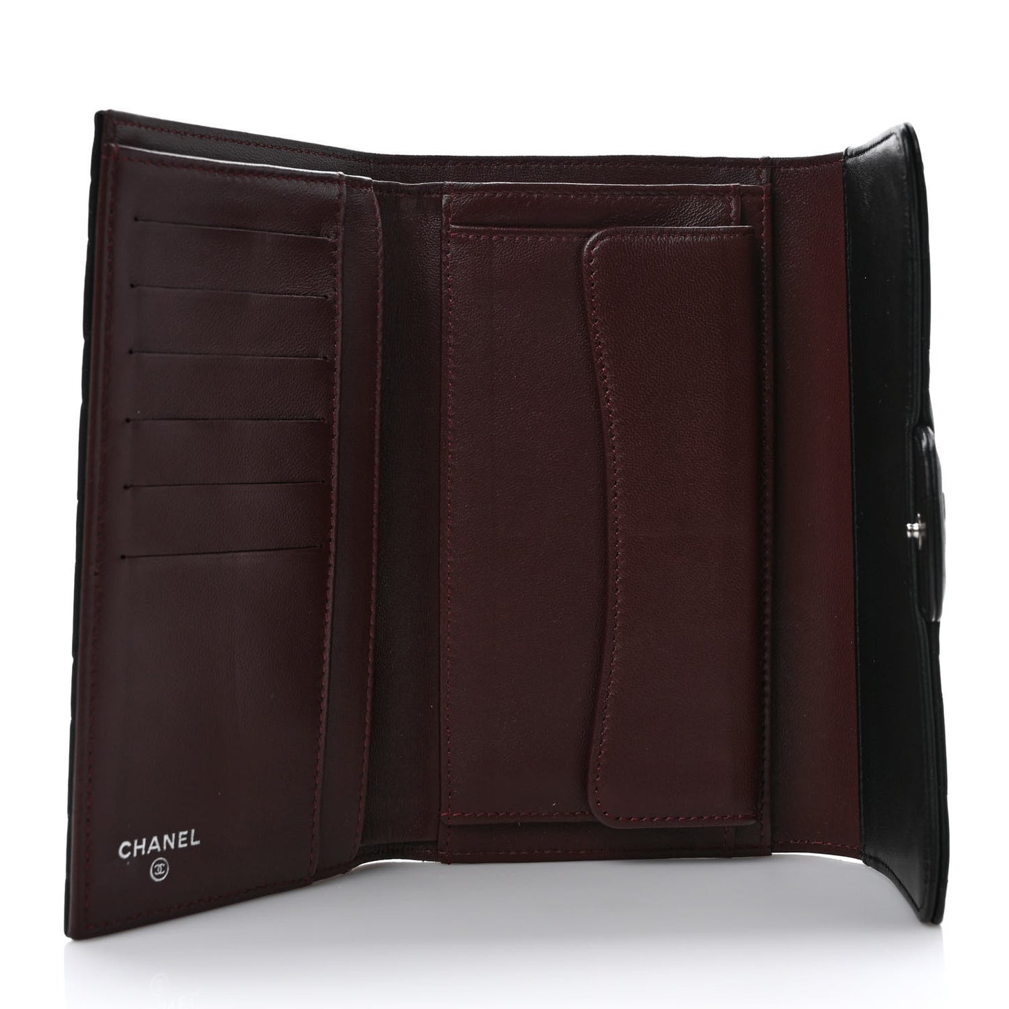 Lambskin Quilted Large Flap Wallet Black