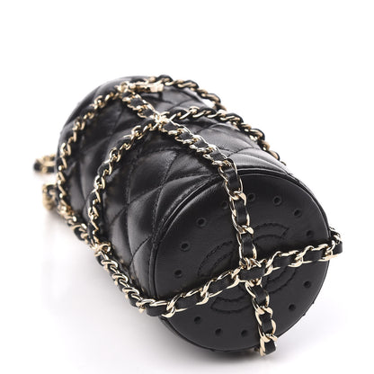 Chanel Lambskin Quilted CC To Drink Water Bottle Black Gold 4 of 8