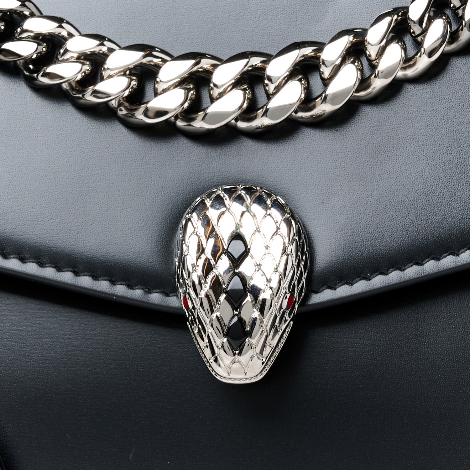 Bulgari Nappa Serpenti Forever Large Maxi Chain Crossbody Bag Black 9 of 11