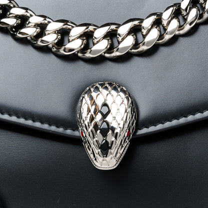 Bulgari Nappa Serpenti Forever Large Maxi Chain Crossbody Bag Black 9 of 11