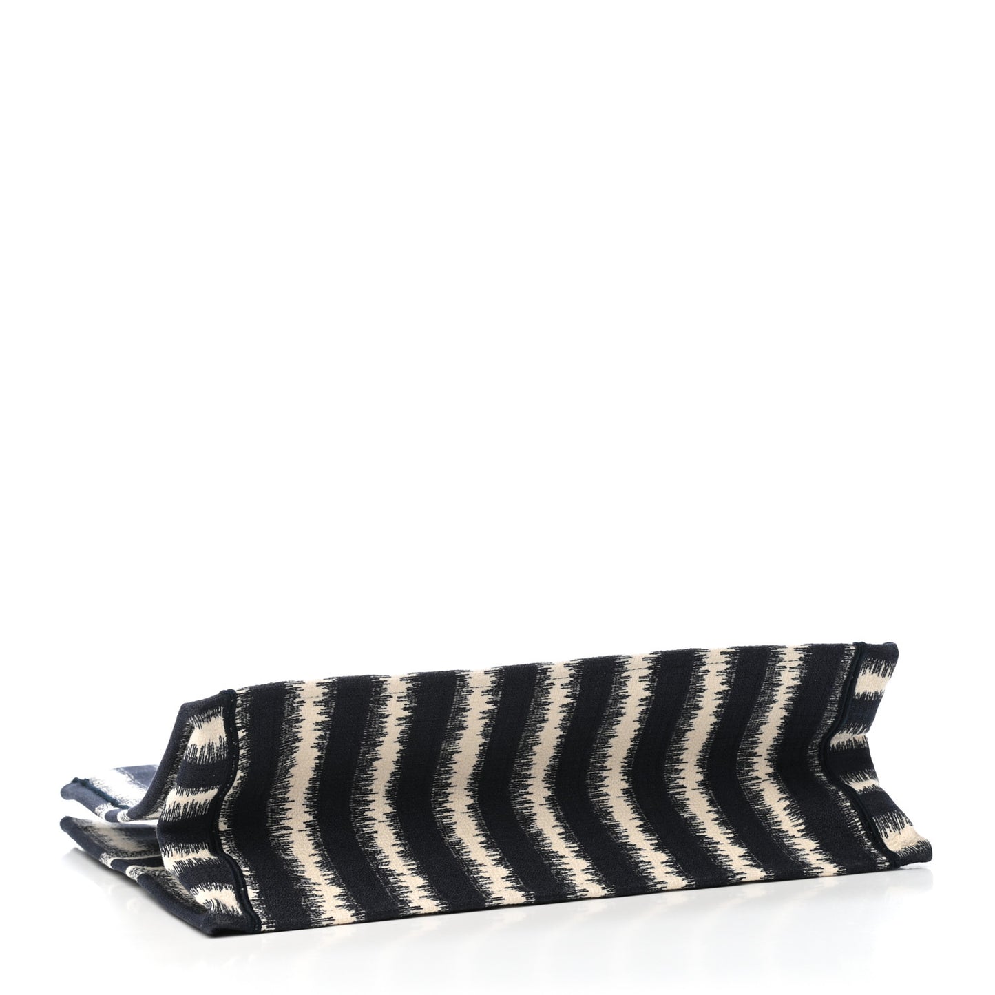 Canvas Embroidered Striped Book Tote Black