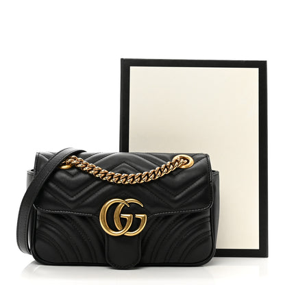 Gucci Calfskin Matelasse Mini GG Marmont Shoulder Bag Black 11 of 11