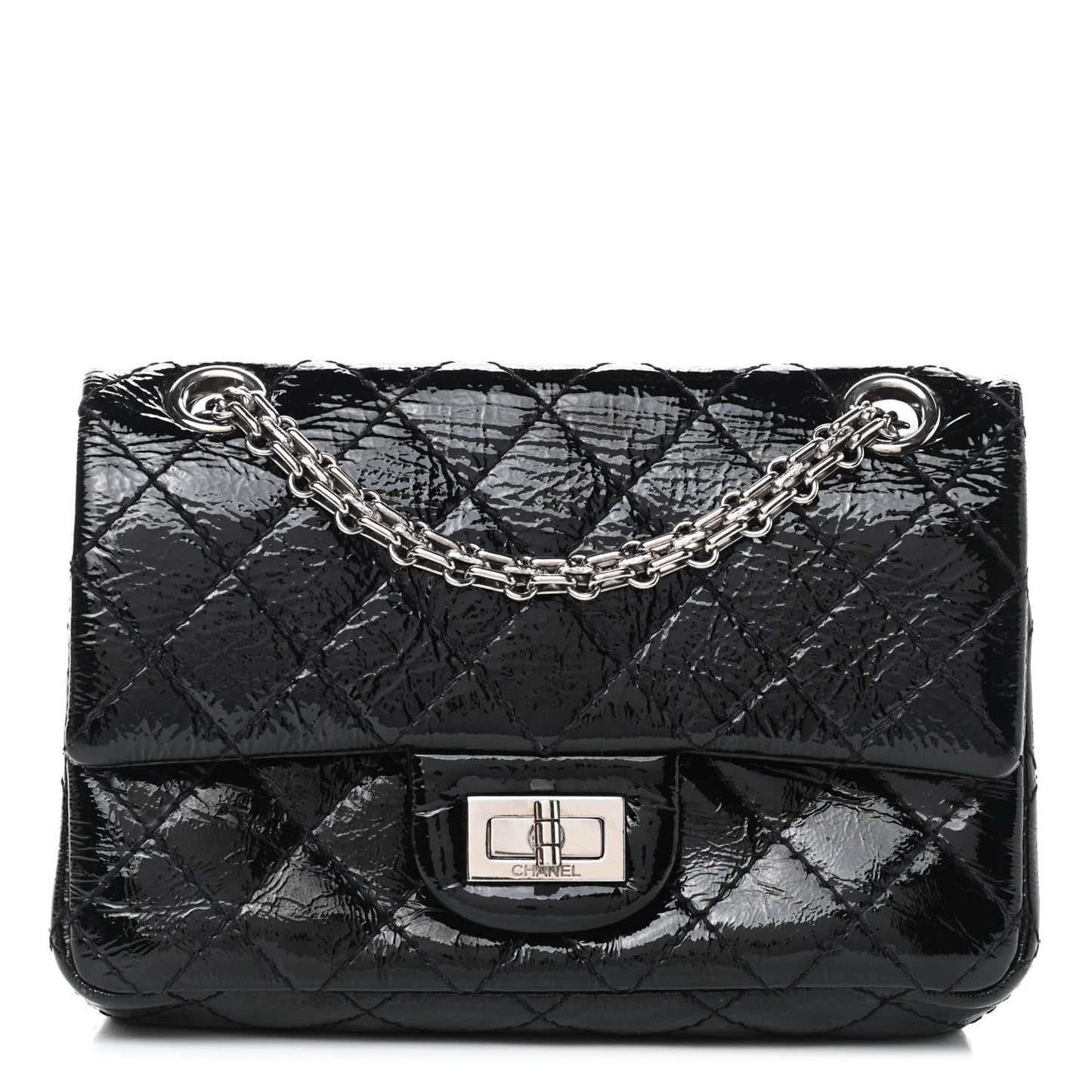 Crinkled Patent Quilted 2.55 Reissue Mini Flap Black
