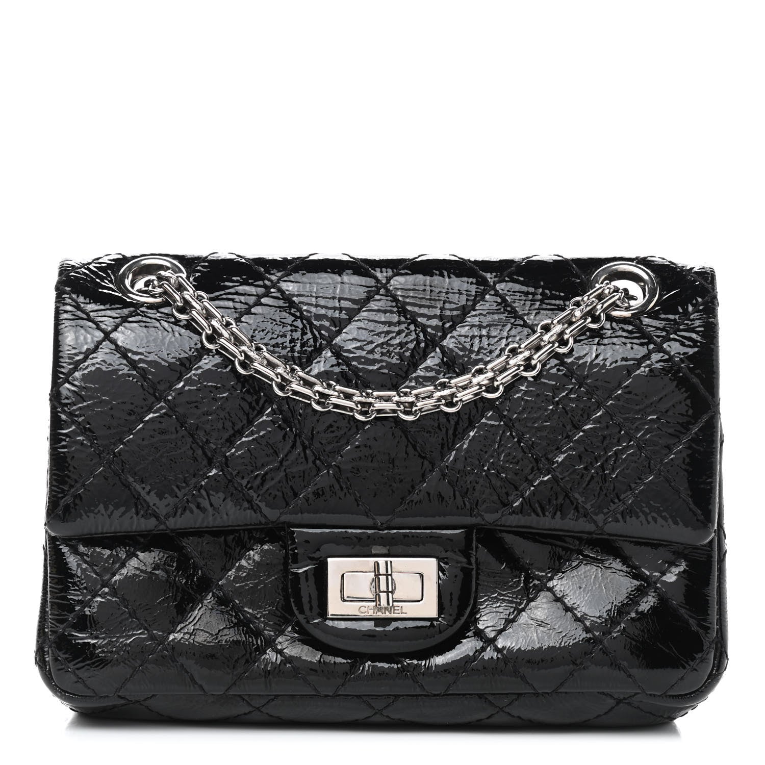 Chanel Crinkled Patent Quilted 2.55 Reissue Mini Flap Black 1 of 19