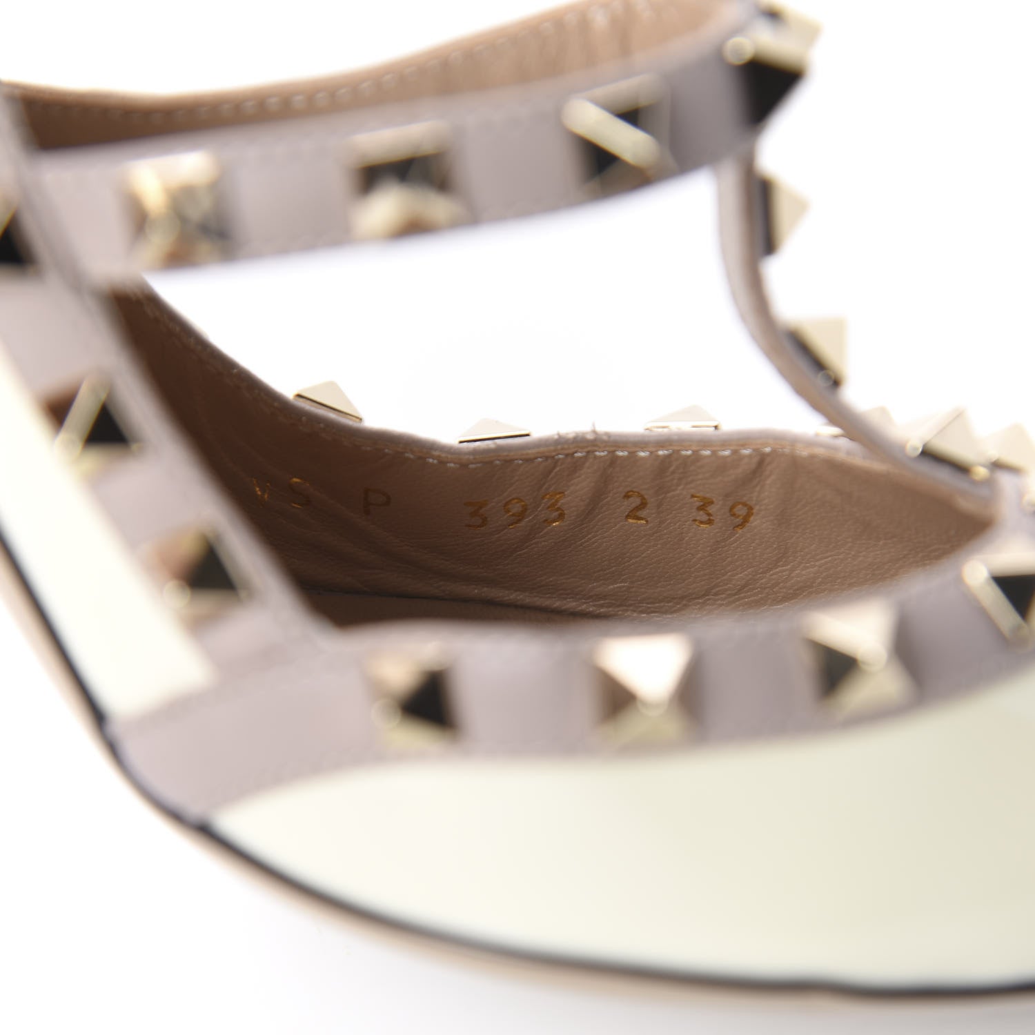 Valentino Garavani Patent Rockstud Ankle Strap Pumps 39 Ivory Poudre 9 of 9