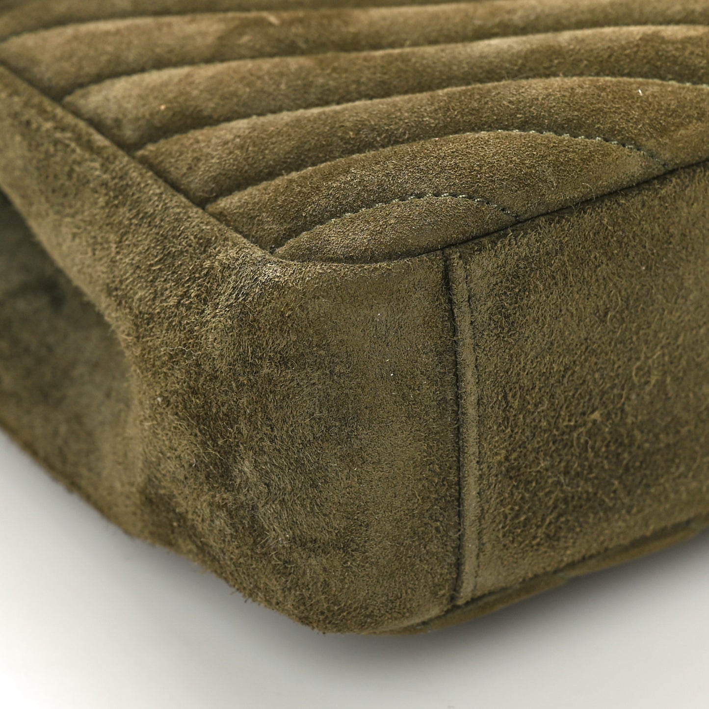 Suede Matelasse Chevron Monogram Medium College Bag Loden Green