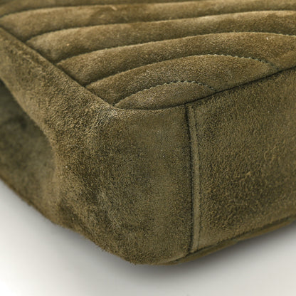 Saint Laurent Suede Matelasse Chevron Monogram Medium College Bag Loden Green 9 of 10