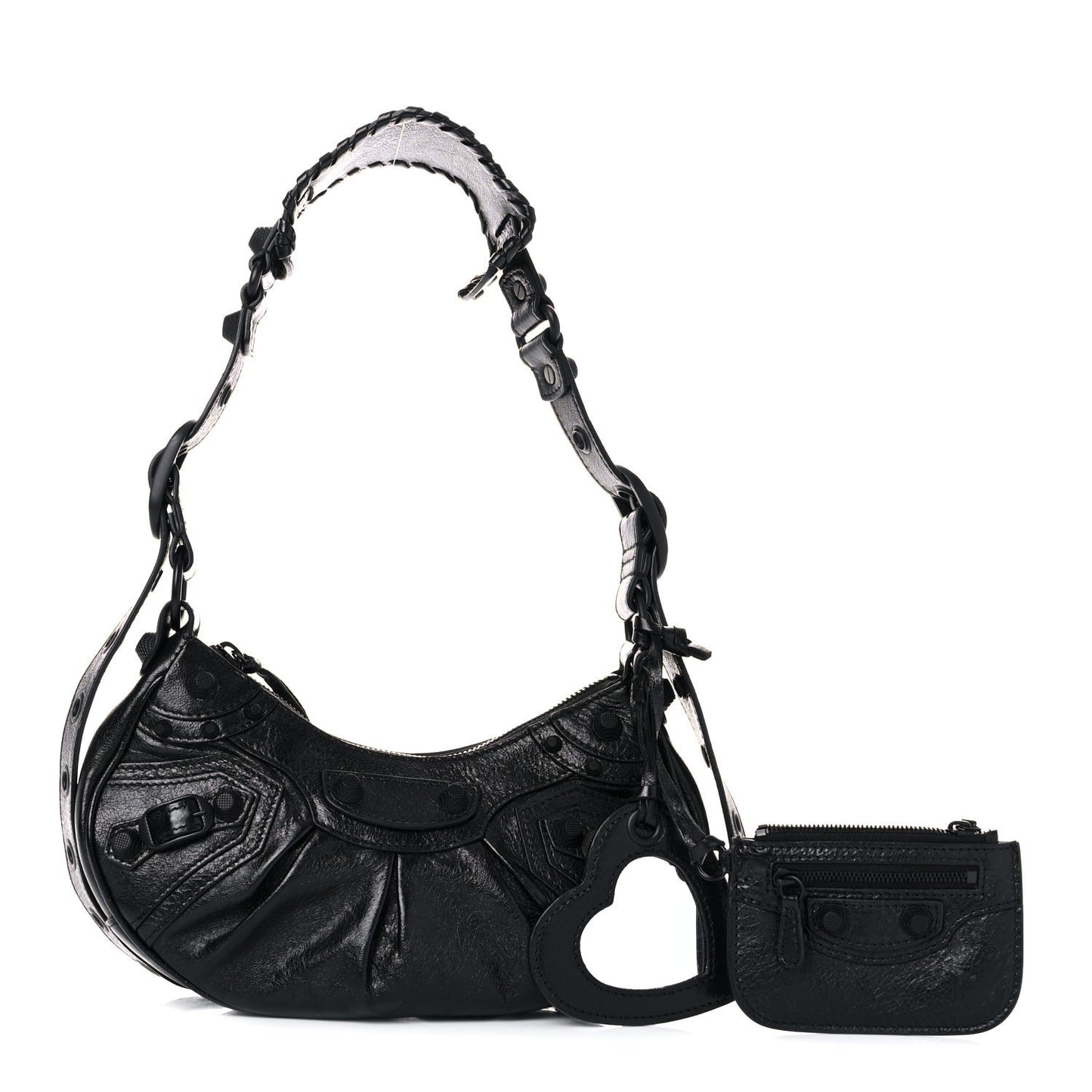 Agneau Arena Monochrome Le Cagole Shoulder Bag XS Black
