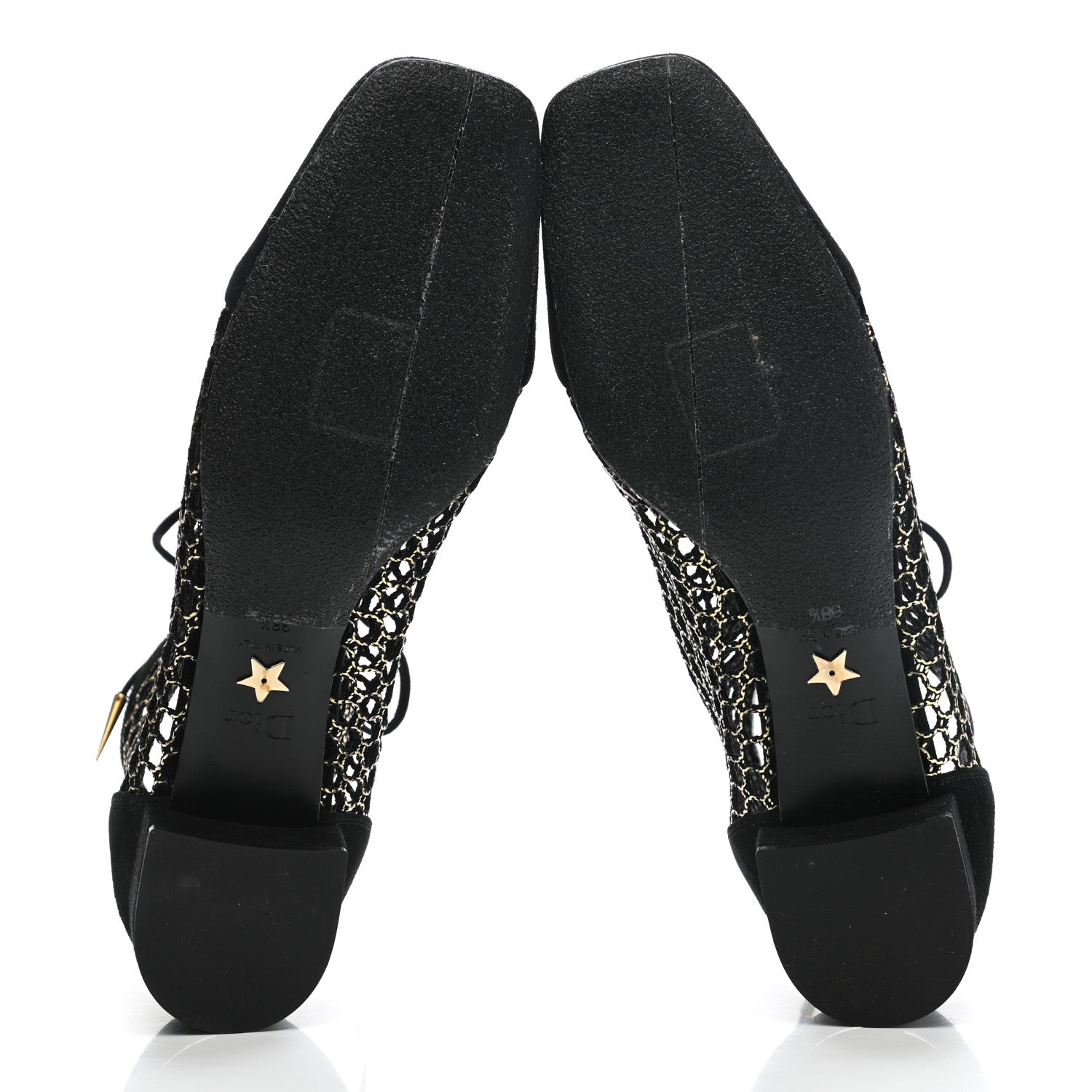 Christian Dior Suede Laminated Resille Naughtily-D 30mm Ankle Boots 38.5 Black Gold 5 of 10