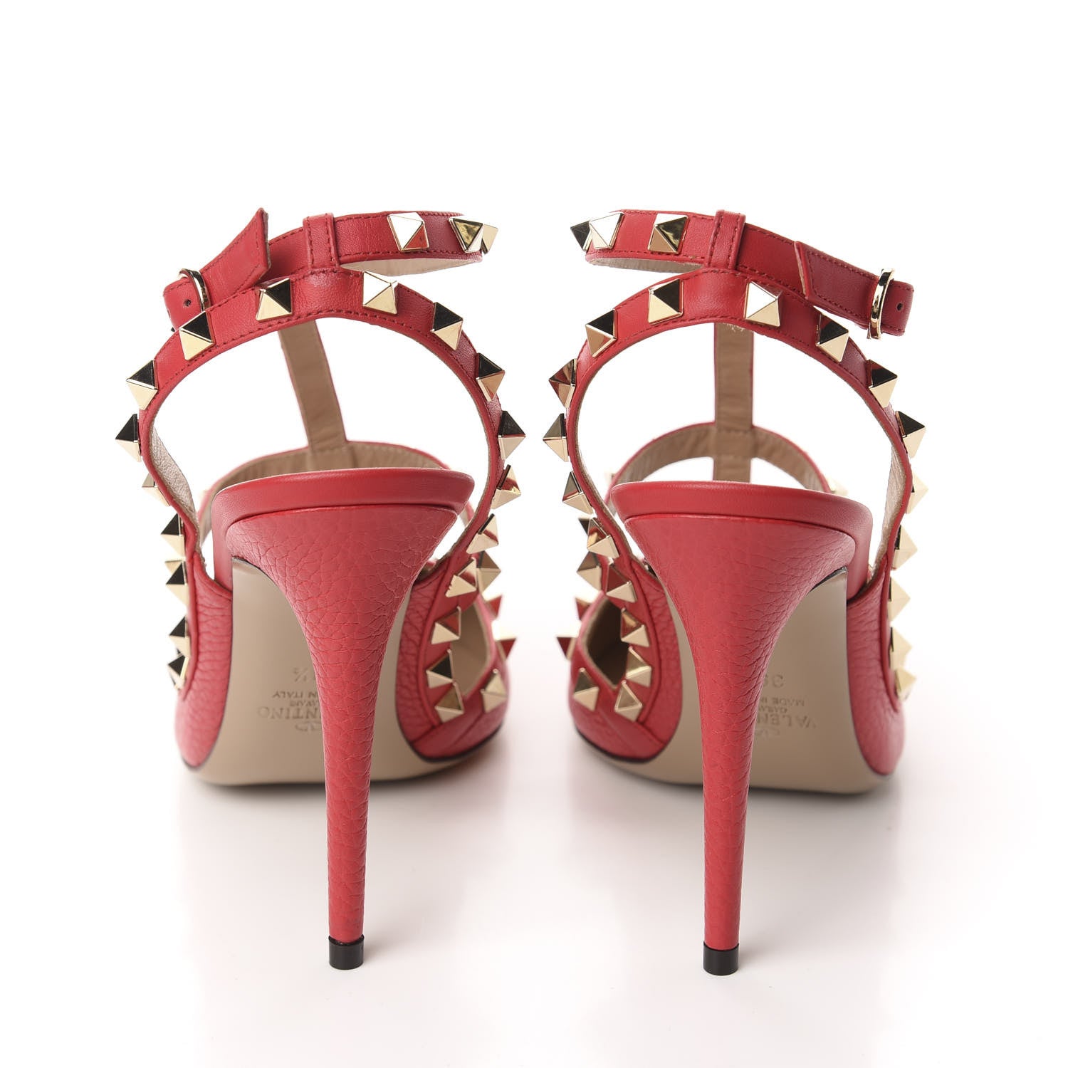 Valentino Garavani Pebbled Calfskin Rockstud Ankle Strap 100mm Pumps 39.5 Rock Pink 5 of 10