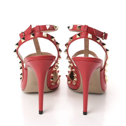 Valentino Garavani Pebbled Calfskin Rockstud Ankle Strap 100mm Pumps 39.5 Rock Pink 5 of 10